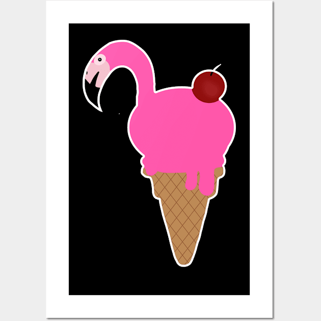 Flamingo Lover, Icecream Dripping Wall Art by dukito